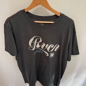 RVCA Charcoal Vintage Dye Slim Fit Tee with White Print